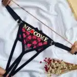 Calcinha personalizavel fio secretária Preto com rosa neon