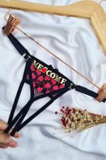 Calcinha personalizavel fio secretária Preto com rosa neon