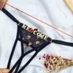 Calcinha personalizavel fio secretária Preto com dourado