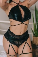 Fantasia erotica sensual chama selvagem em vinil e renda - Imagem 3