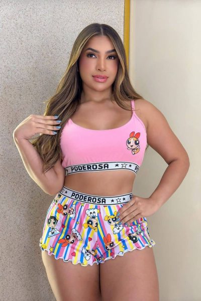 Baby dool Poderosa florzinha rosa