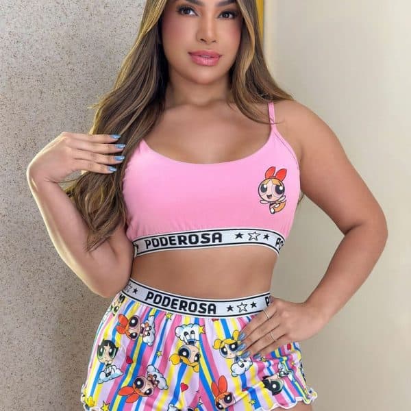 Baby dool Poderosa florzinha rosa