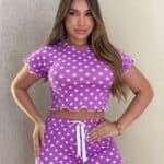 Baby dool Ondinha slim manga poá lilás