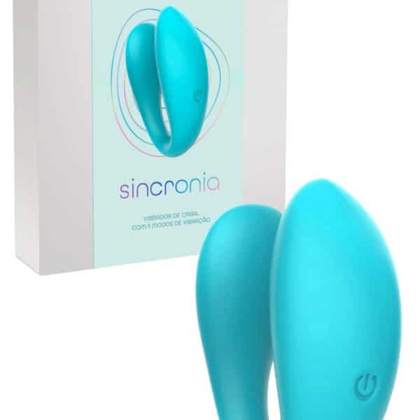 Vibrador de Casal Sincronia Azul - Intt Cosméticos