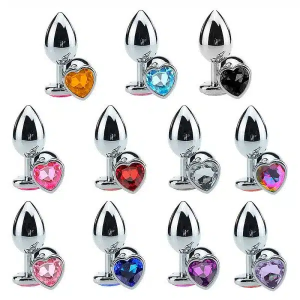 Plug anal pequeno cônico com cristal formato coração