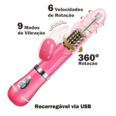 Vibrador Rotativo de Coelho - Recarregável 15 27349 4