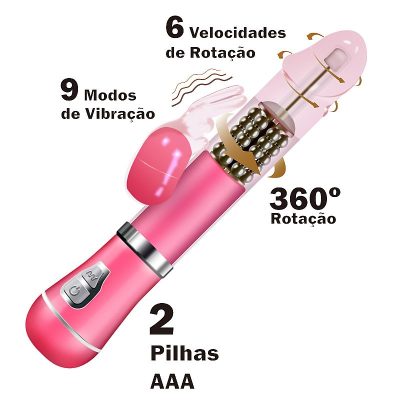 Vibrador Rotativo e estimulador de ponto G de Coelho á Pilha 15 27385 4