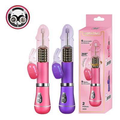 Vibrador Rotativo e estimulador de ponto G de Coelho á Pilha