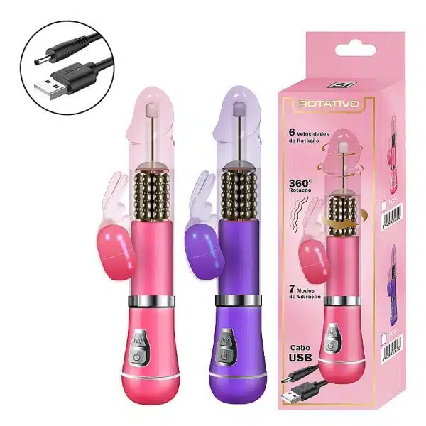 Vibrador Rotativo de Coelho com estimulado de ponto G Recarregável
