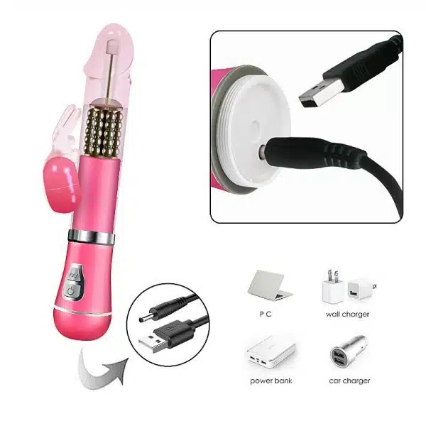 Vibrador Rotativo de Coelho com estimulado de ponto G Recarregável - Imagem 9