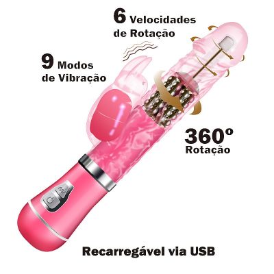 Vibrador Rotativo com Textura Recarregável 9 Modos de vibração e 6 Velocidades de Rotação 14 27404 4