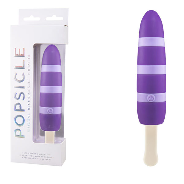 Popsicle - Vibrador personal em forma de sorvete recarregável com 10 modos de vibrações - 16 x 3,7 cm | cor: roxo