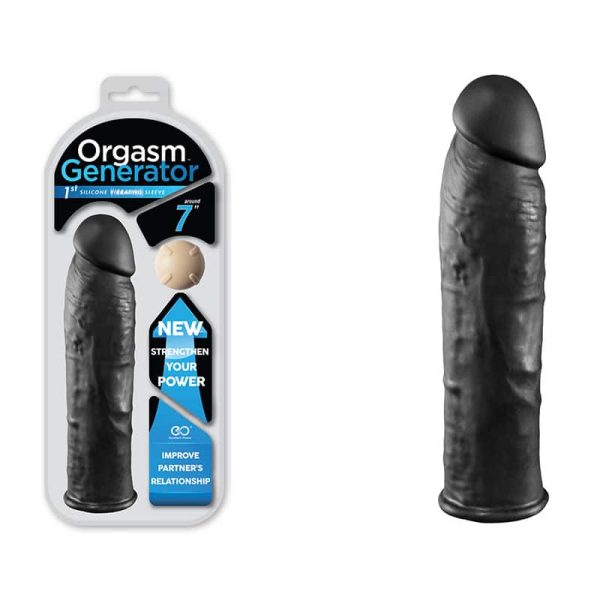 Orgasm generator - Capa peniana em silicone com preenchimento e vibração única - 17,5 x 5 cm | cor: preto