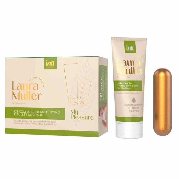 Kit my pleasure laura muller lubrificante íntimo e bullet com 10 modos de vibrações  intt