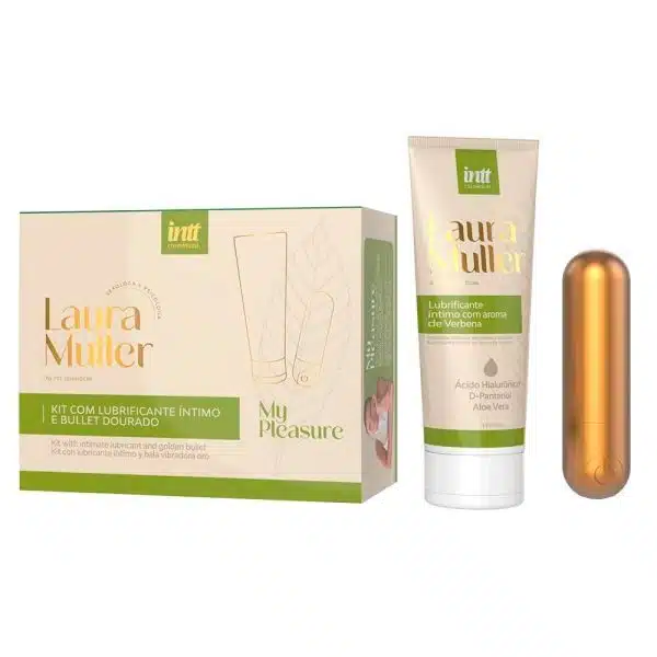 Kit my pleasure laura muller lubrificante íntimo e bullet com 10 modos de vibrações  intt