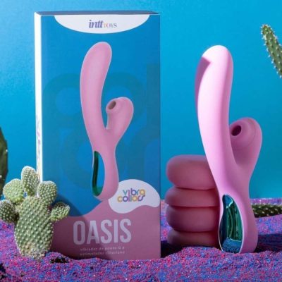 Oasis Vibrador Rabbit em Silicone com 10 Modos de Vibração, 10 Ondas de Pressão e Recarregável - Intt Toys