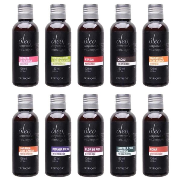 Óleo corporal Aromático para massagem - Feitiços aromáticos 120 ml disponível em 22 aromas
