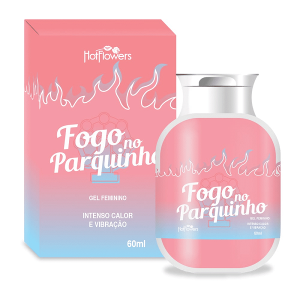 Fogo no Parquinho Gel Excitante Feminino Que Esquenta e Vibra 60ml Hot Flowers