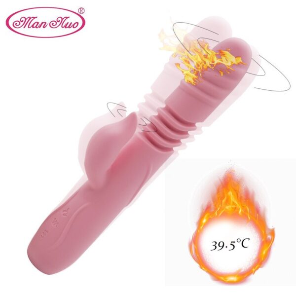 Vibrador vai e vem feminino Mizzzee rosa com função de aquecimento