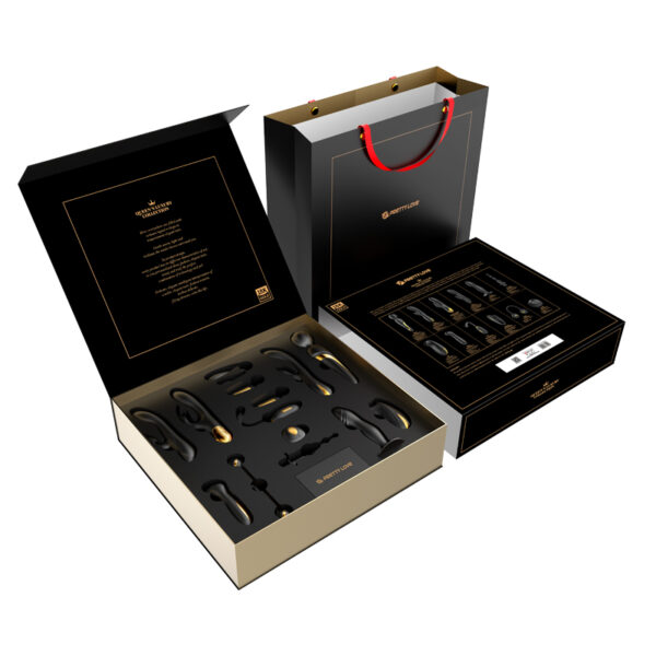 Kit luxuoso com 12 produtos folheados à ouro 18k e silicone aveludado - Pretty love Queen's luxury collection