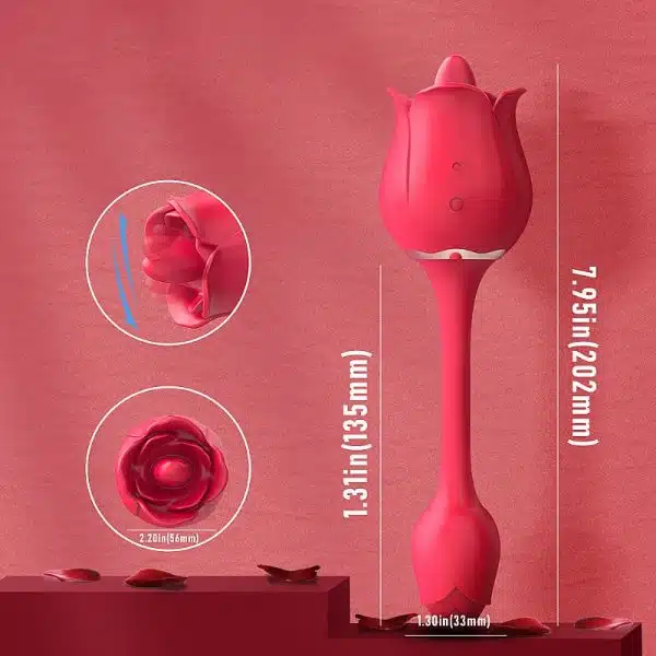 Vibrador de ponto g em formato de rosa com estimulador de língua, 9 modos de vibração e recarregável S-hande Rose pro 5 - Imagem 6