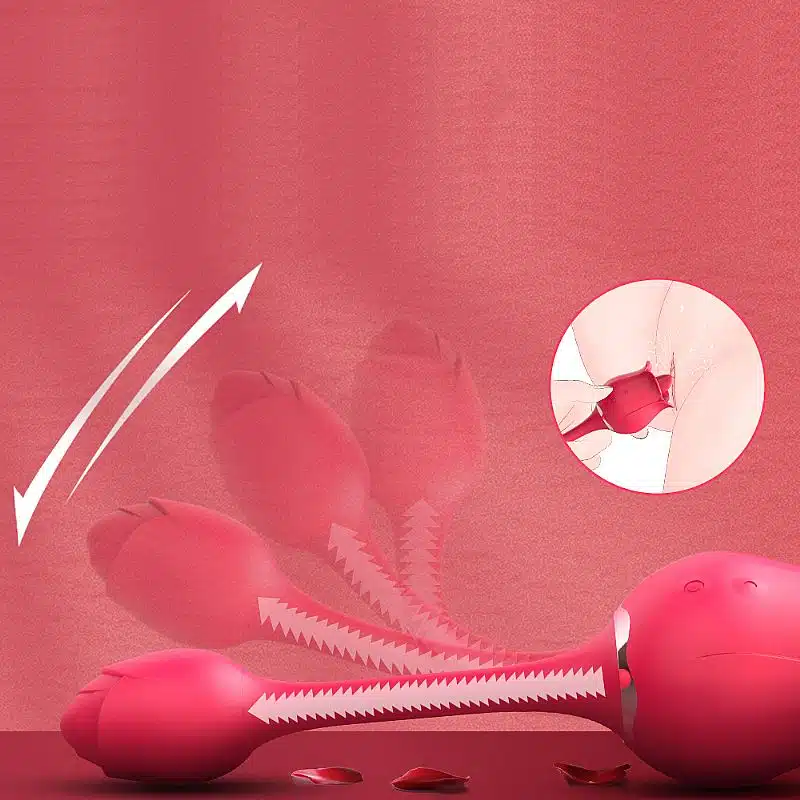 Vibrador de ponto g em formato de rosa com estimulador de língua, 9 modos de vibração e recarregável S-hande Rose pro 5 - Imagem 7