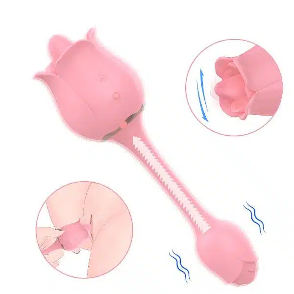 Vibrador de ponto g em formato de rosa com estimulador de língua, 9 modos de vibração e recarregável S-hande Rose pro 5 - Imagem 2