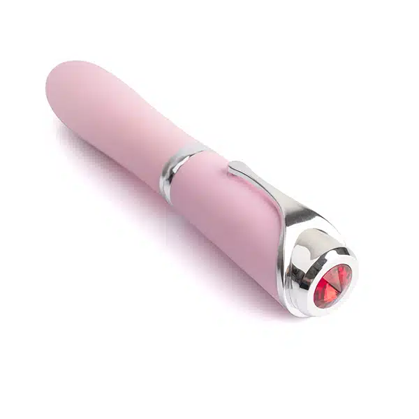 Vibrador de luxo em silicone com 10 modos de vibração, detalhe de joia cravejada e carregamento via usb - Choquei - Imagem 2