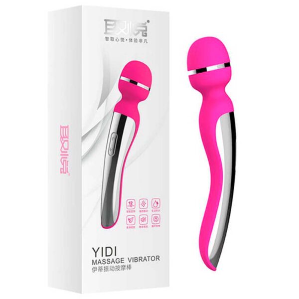 Yidi - vibrador de varinha recarregável em silicone soft 21cm