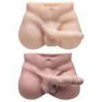 Masturbador feminino em cyberskin com pênis vertebrado, escroto e ânus - 32 x 26 cm