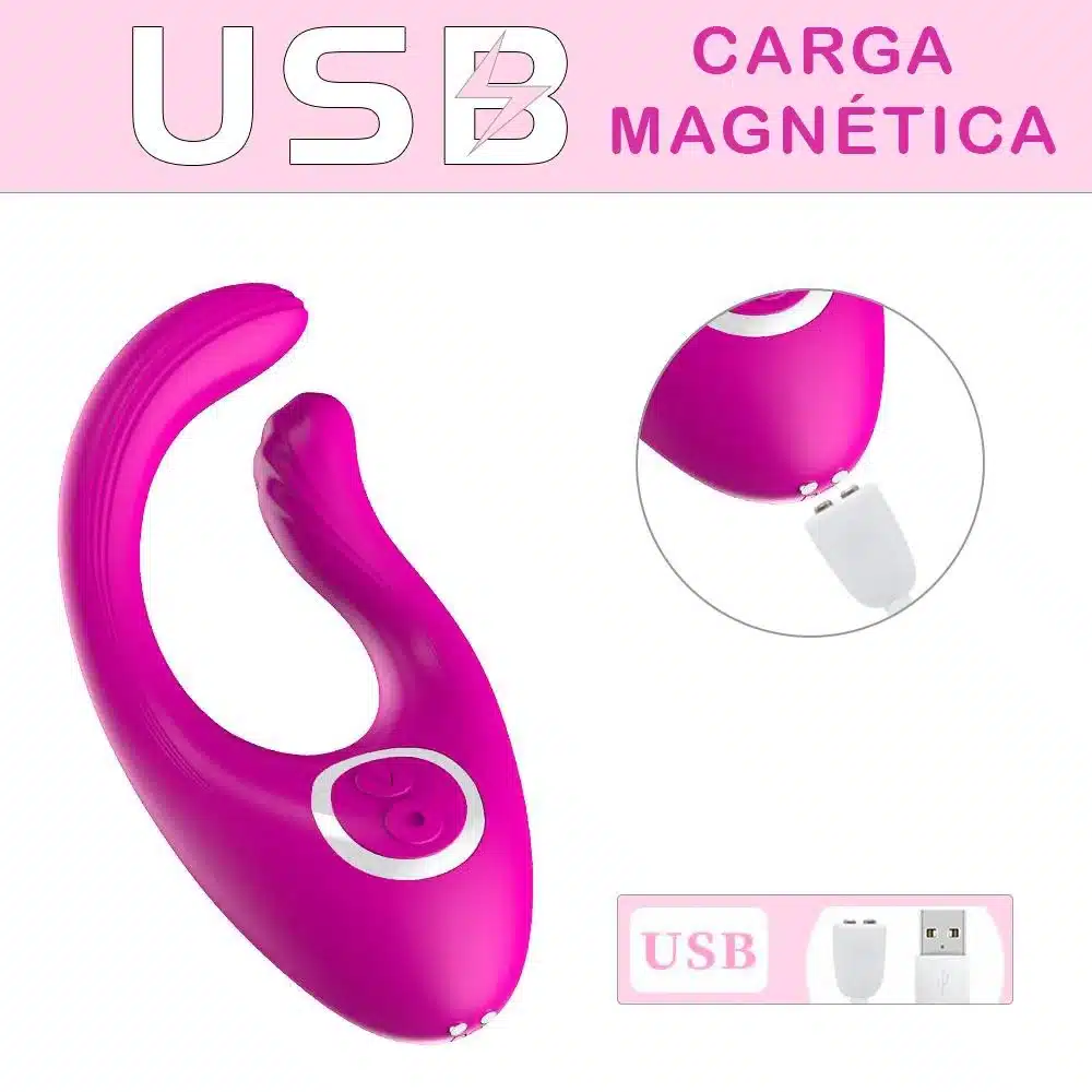 Vibrador Recarregável com Motor Duplo e Controle Sem Fio na cor roxa  Imagem 4