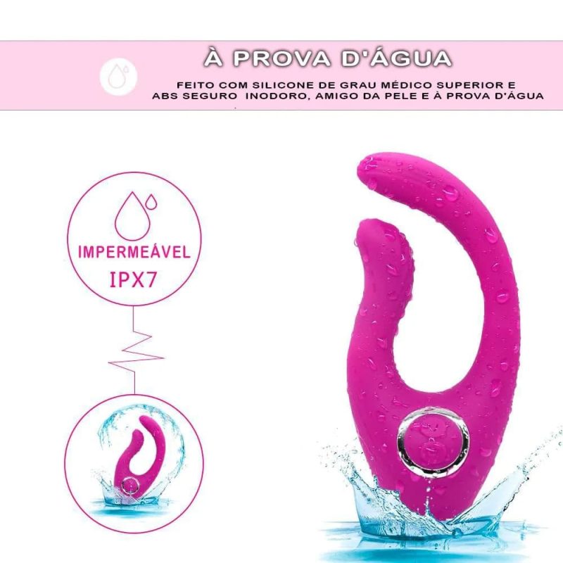 Vibrador com Motor Duplo e controle sem Fio Rosa - Recarregável - Imagem 4