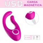 Vibrador com Motor Duplo e controle sem Fio Rosa - Recarregável - Imagem 3