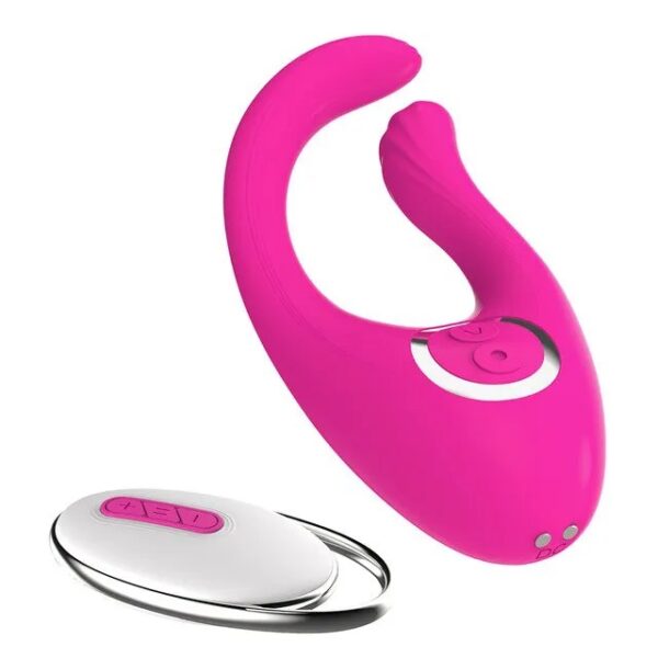 Vibrador com Motor Duplo e controle sem Fio Rosa - Recarregável