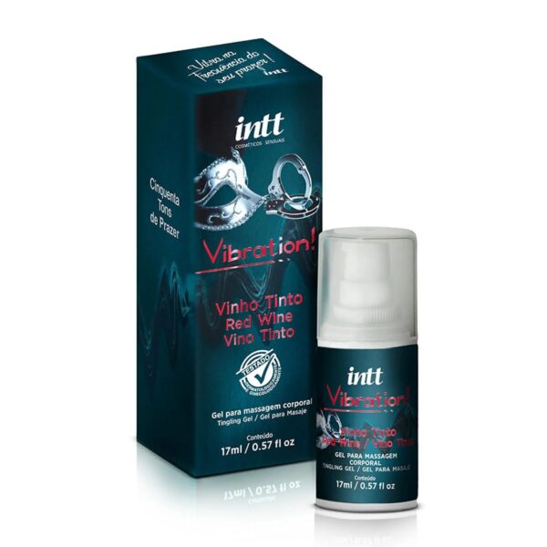 Intt vibration cinquenta tons de prazer - Gel excitante unissex que vibra, pulsa e esquenta | sabor: vinho tinto