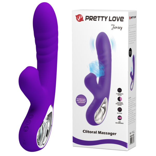 Pretty love Jersey - Vibrador de ponto g com 12 modos de vibração e estimulador clitoriano com 4 modos de pulsação