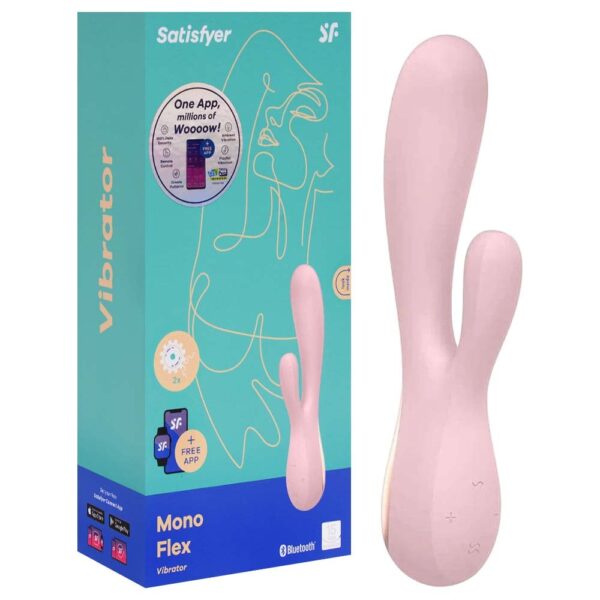 Satisfyer mono flex - Estimulador clitoriano e de ponto g feito em silicone flexível e controle via aplicativo | Rosa