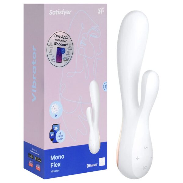 Satisfyer mono flex - Estimulador clitoriano e de ponto g feito em silicone flexível e controle via aplicativo | Branco