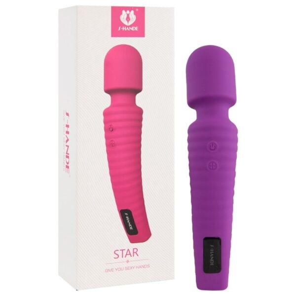 S-hande star - Vibrador massageador recarregável com 9 modos de vibração - 20 x 4 cm | cor: Roxo