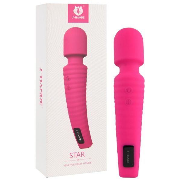 S-hande star - Vibrador massageador recarregável com 9 modos de vibração - 20 x 4 cm | cor: pink