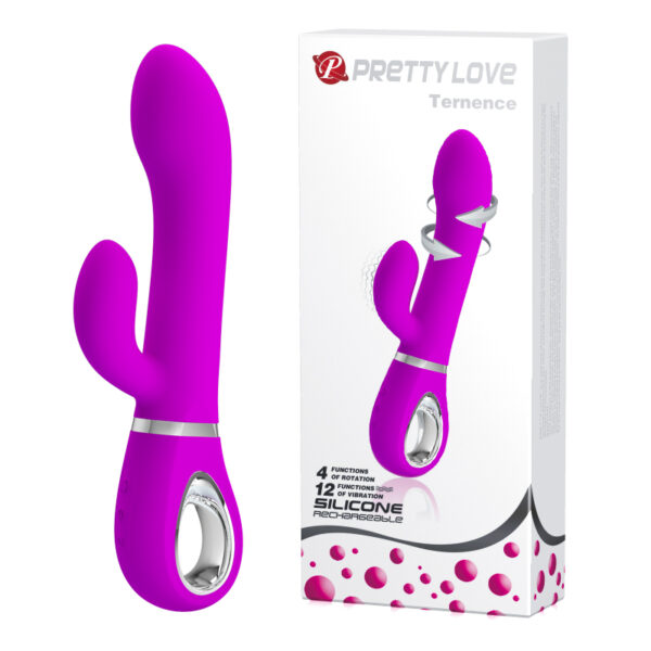 Pretty love ternence - Vibrador rotativo com estimulador de clítoris, recarregável em silicone com 4 modos de rotação