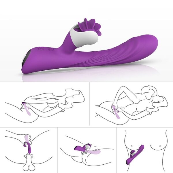 vibrador ponto g recarregável com 9 modos de vibração e língua estimuladora - Nymph - Image 9