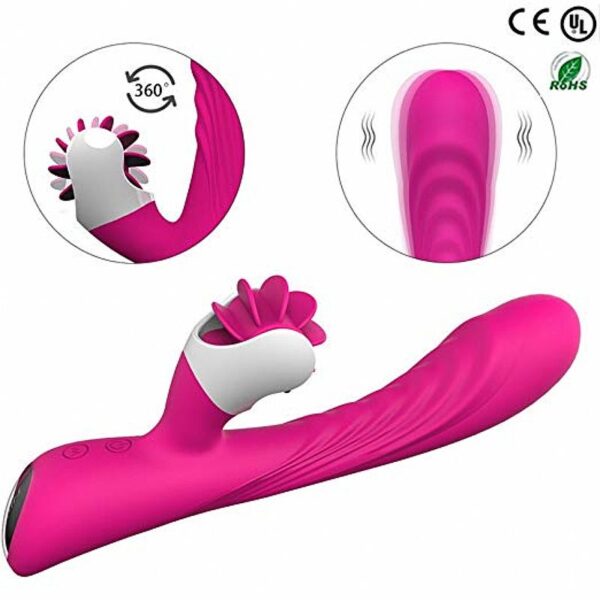 vibrador ponto g recarregável com 9 modos de vibração e língua estimuladora - Nymph - Image 4