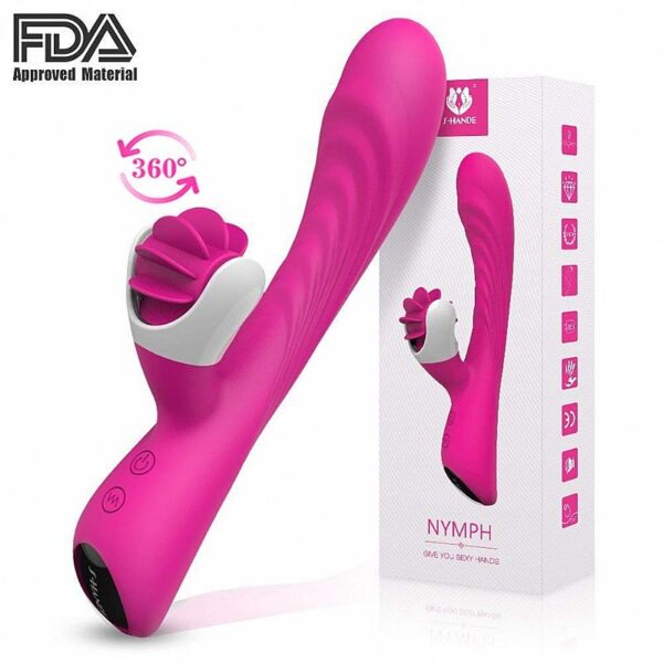 vibrador ponto g recarregável com 9 modos de vibração e língua estimuladora - Nymph - Image 6