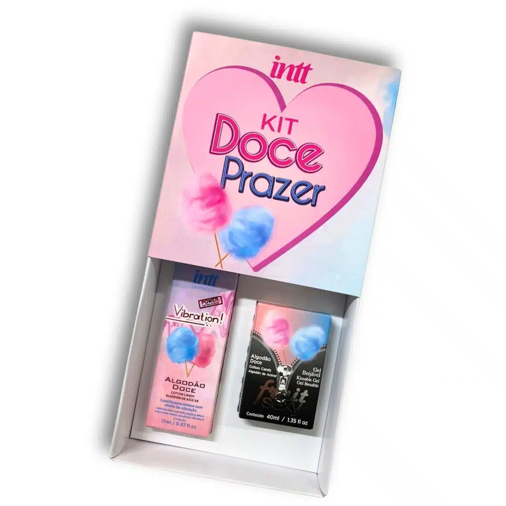 Kit doce prazer com gel beijável com sabor de algodão doce e gel eletrizante unissex  intt cosméticos  Imagem 2