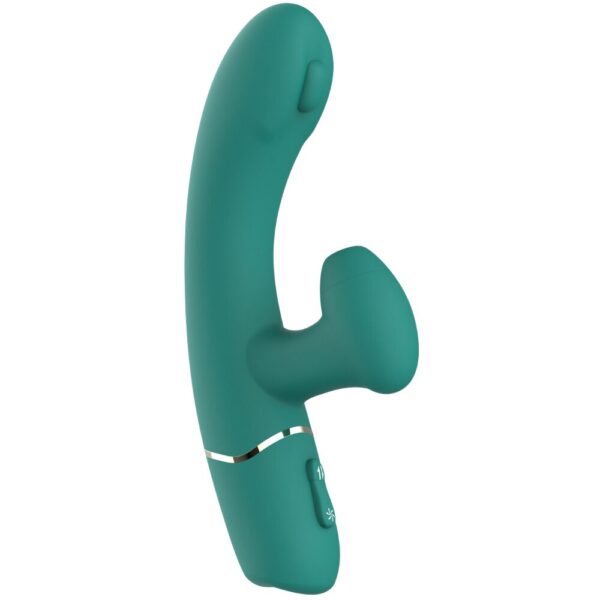 Vibrador de ponto G com Estimulador por Sucção Recarregável em silicone Soft Touch Green Rabbit