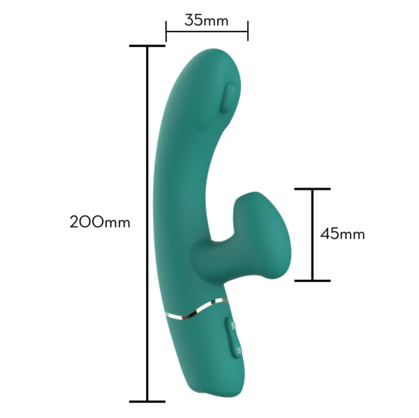 Vibrador de ponto G com Estimulador por Sucção Recarregável em silicone Soft Touch Green Rabbit - Image 5