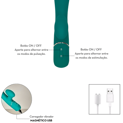 Vibrador de ponto G com Estimulador por Sucção Recarregável em silicone Soft Touch Green Rabbit 8 15229509661 me016 3