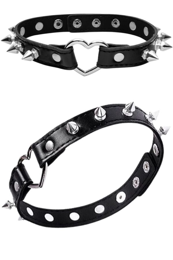 Coleira Choker Coração E Pinos