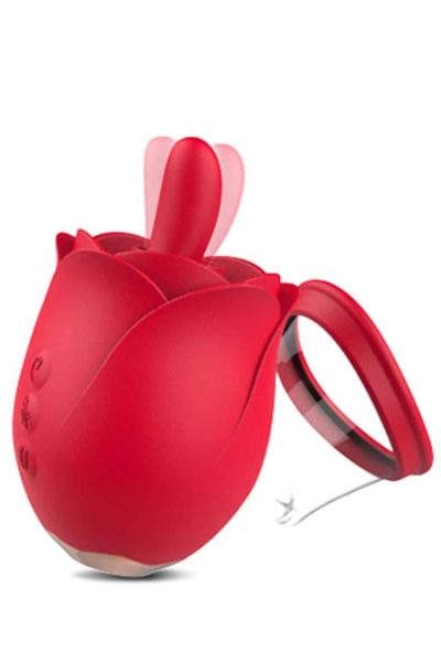 15304485227 vibrador em formato de rosa com lingua estimuladora com succao flower dance carnival s hand